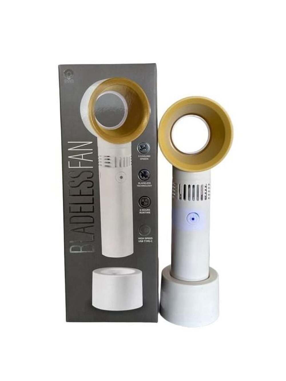 Gold & White Whirlwind Handheld Bladeless Personal Cooling Fan